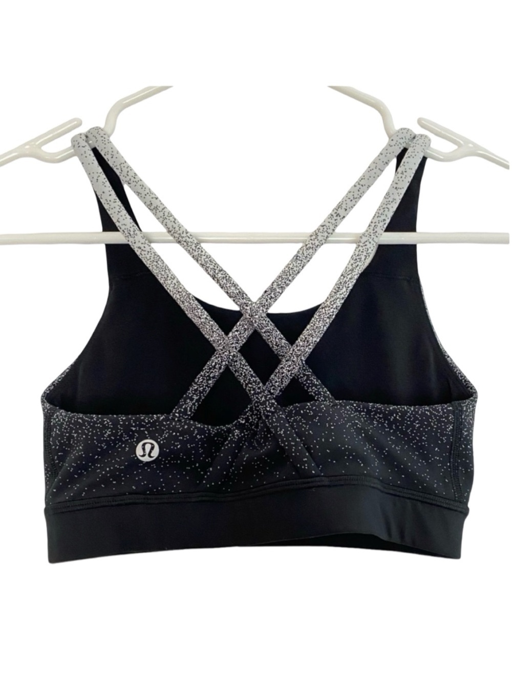 Lululemon Energy Bra Ombre Speckle Womens Size 4 Small Black White Strappy